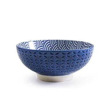 34 oz Round Footed Bowl - Aster Blue