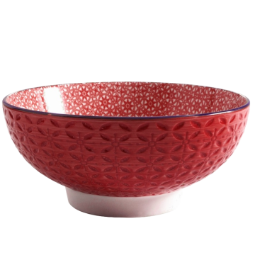 34 oz Round Footed Bowl - Aster Red