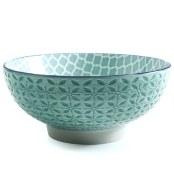 34 oz Round Footed Bowl - Aster Blue