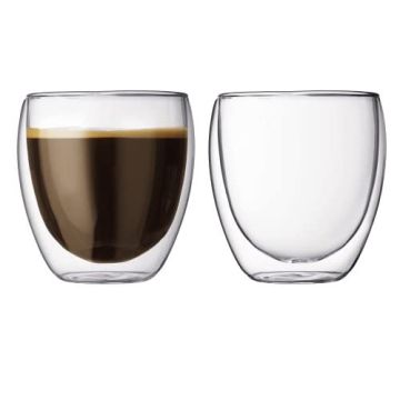 Set of Two 8.5 oz Double Wall Glass Cups - Pavina