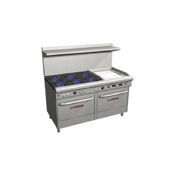 Range 6 burners, 24’’ griddle right thermostatic, 2 ovens - Natural gas