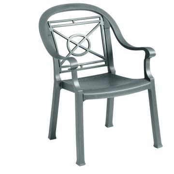 Chaise en résine avec appuis-bras Victoria - Charbon