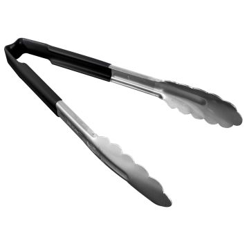 9.5" Stainless Steel Tongs with Kool-Touch Handle - Black