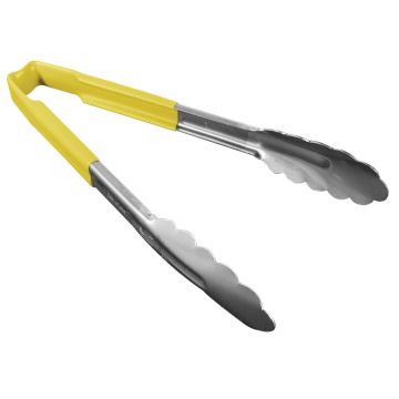 9.5" Stainless Steel Tongs with Kool-Touch Handle - Yellow