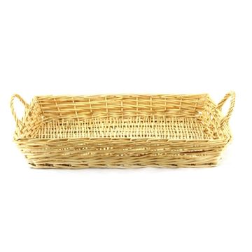 19" x 14" Rectangular Willow Basket with Handles - Natural