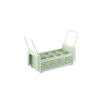 Half-Size Compartment Flatware Basket with Handles - Green
