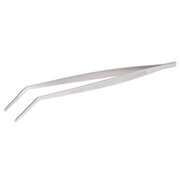 8" Stainless Steel Precision Tongs with Curved Tips