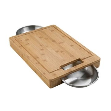 Pro Cutting Board with Stainless Steel Bowls