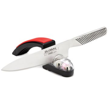 Chef's Knife and Two-Step Sharpener Set