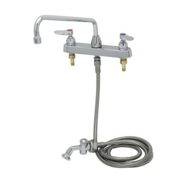 Deck Mount Faucet with Hose and 12" Nozzle