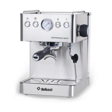 machine à café espresso semi-automatique de marque Bellucci en acier inoxydable