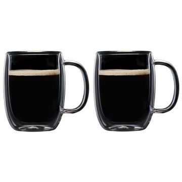 Ensemble de deux mugs en verre à double paroi 2,7 oz
