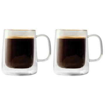 Ensemble de deux mugs en verre à double paroi 12,2 oz