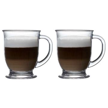Set of Two 15.7 oz Glass Footed Mugs