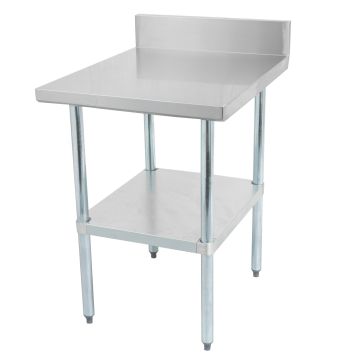 24" x 30" Stainless Steel Work Table and Backsplash with Galvanized Steel Undershelf and Legs