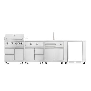Four-cabinet layout: gas grill, burner, sink, appliance - Element