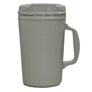 34 oz Insulated Plastic Pitcher with Lid - Gray (Box of 24)