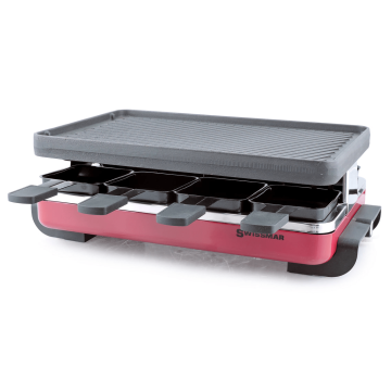 Stainless Steel and Cast Iron Raclette Set - Classic Red