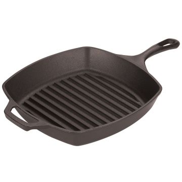 10.5" Square Ribbed Cast Iron Skillet