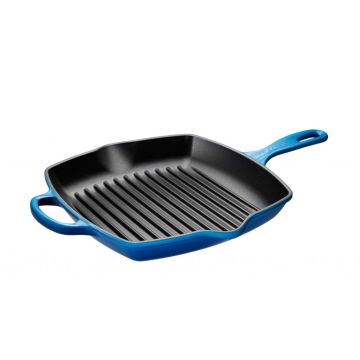 10" Square Ribbed Enamelled Cast Iron Skillet - Blueberry