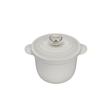 2 L Stoneware Rice Pot w/ Lid - White