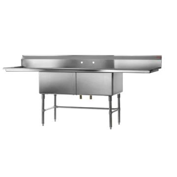 24" x 24" Double Sink, 24" Left/Right Drainboard