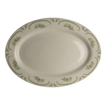 assiette ovale avec des motifs floraux vert