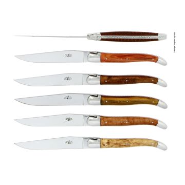 Coffret 6 couteaux de table - Bois précieux assortis