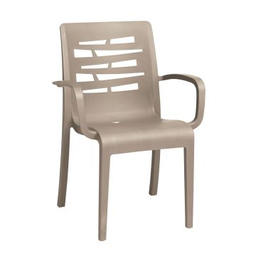 Chaise en résine avec appuis-bras Essenza - Taupe