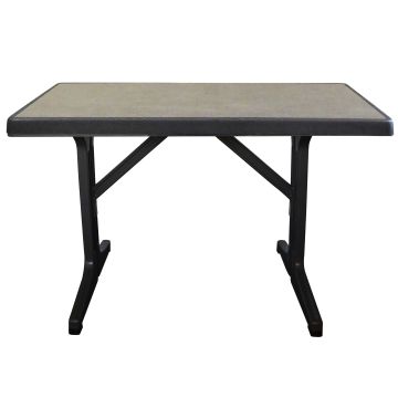 45" x 28" Omega Rectangular Outdoor Table - Metal Brushed and Charcoal