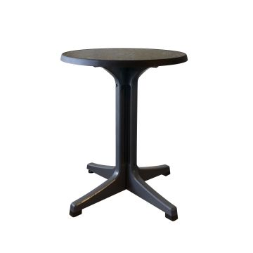 24" Omega Round Outdoor Table - Dark Concrete and Charcoal