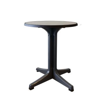 24" Omega Round Outdoor Table - Metal Brushed and Charcoal