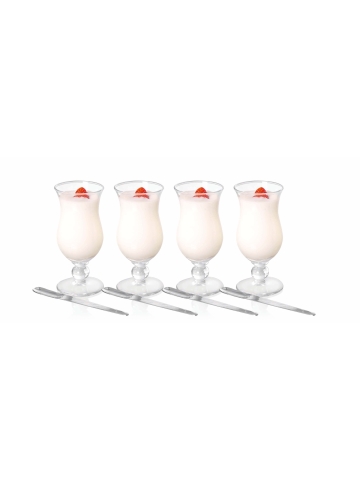 Set of Four Parfait Glasses and Spoons