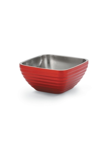 7.25" Square Insulated Stainless Steel Serving Bowl - Red
