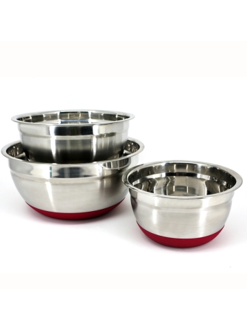 Set of Three Stainless Steel Mixing Bowls