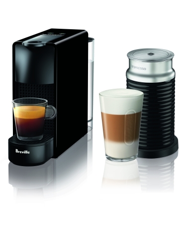 Machine à café à capsules Essenza Mini et mousseur de lait Aeroccino - Noir