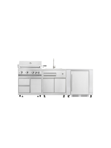 Three-cabinet layout: gas grill, sink, appliance - Element