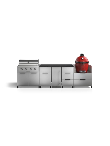 Five-Cabinet Layout for Gas and Charcoal Grill and Refrigerator - Essence