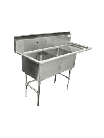 24" Double Sink with Right Drainboard