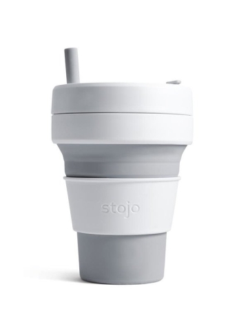 Collapsible Silicone Cup - White and Gray