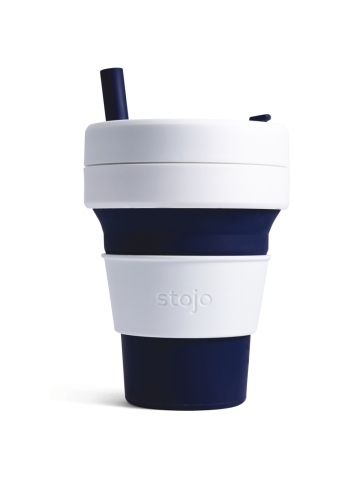 Collapsible Silicone Cup - White and Indigo