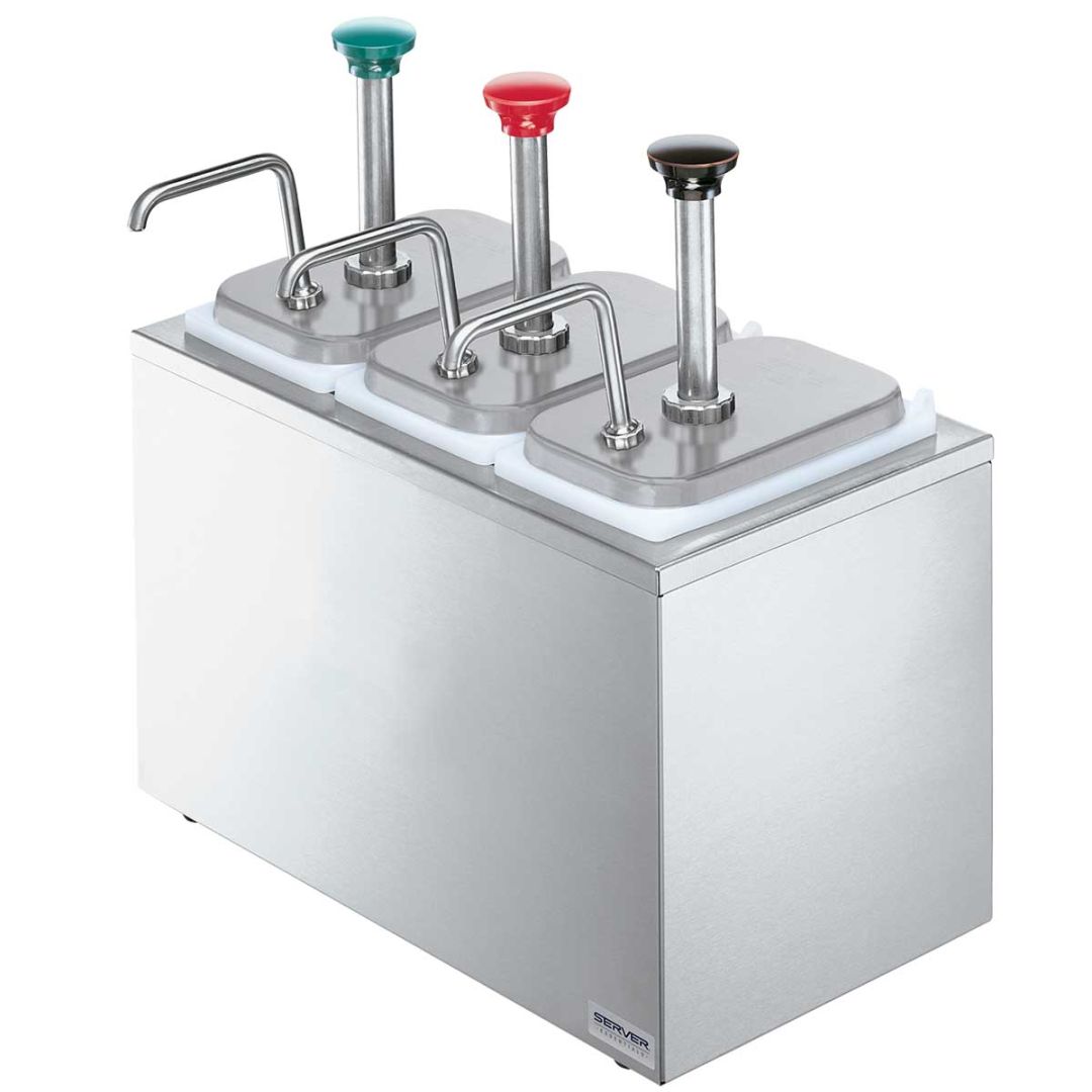 E40465 - - Distributeur de sauce avec pompe rond inox 18,5 cm