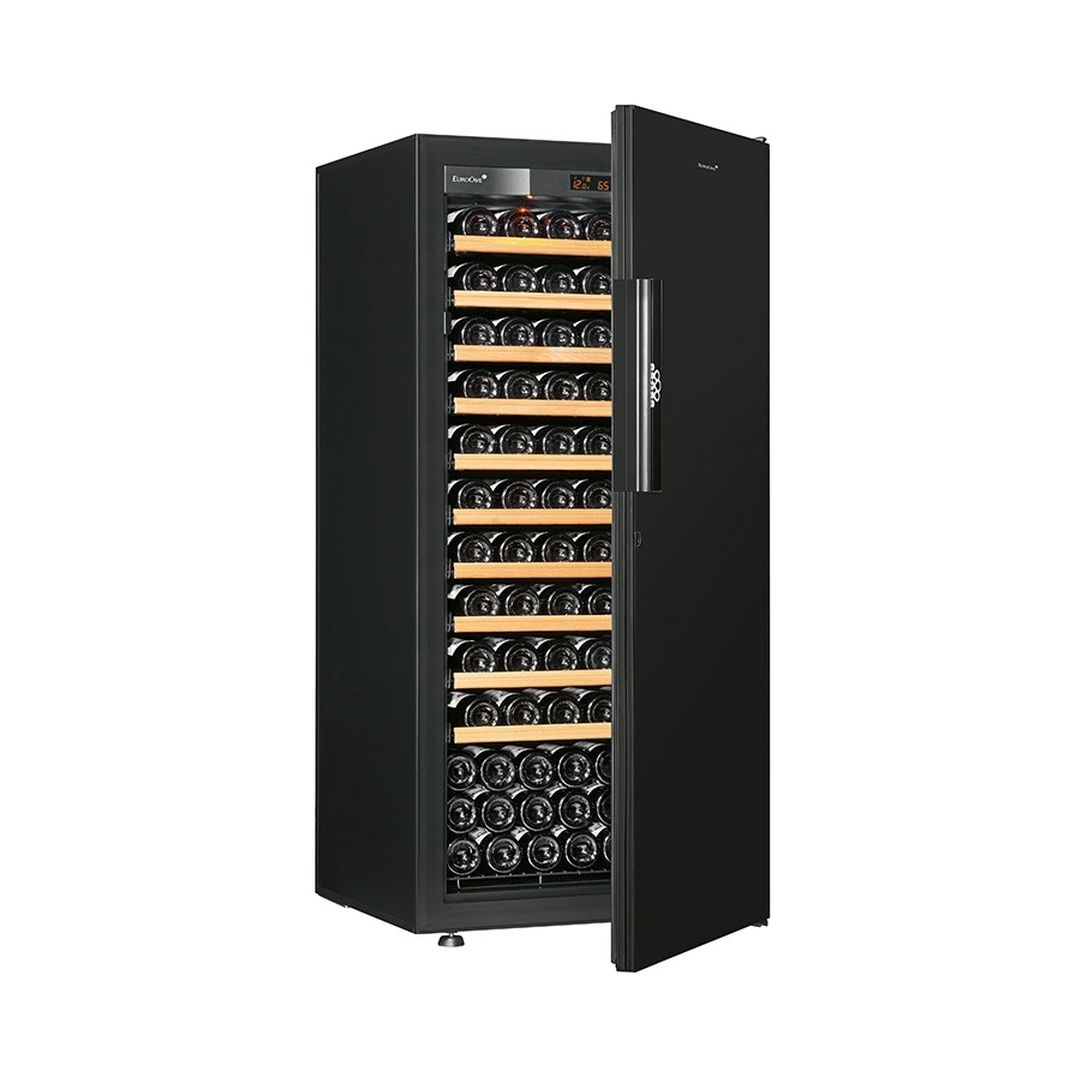 Cellier Pure 1 température, 1 porte piano noire - 141 bouteilles