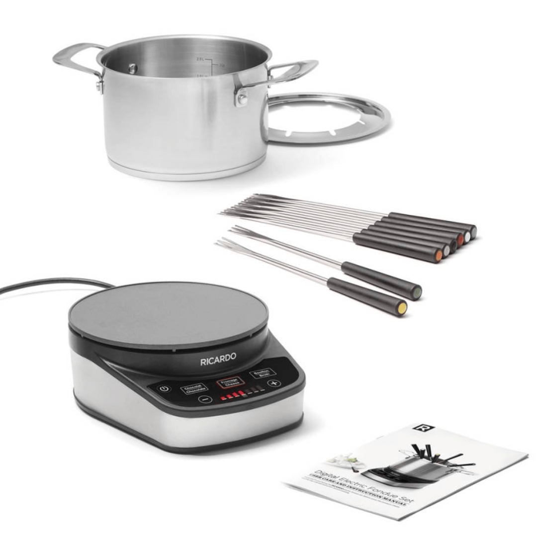 Ensemble à fondue électrique en acier inoxydable