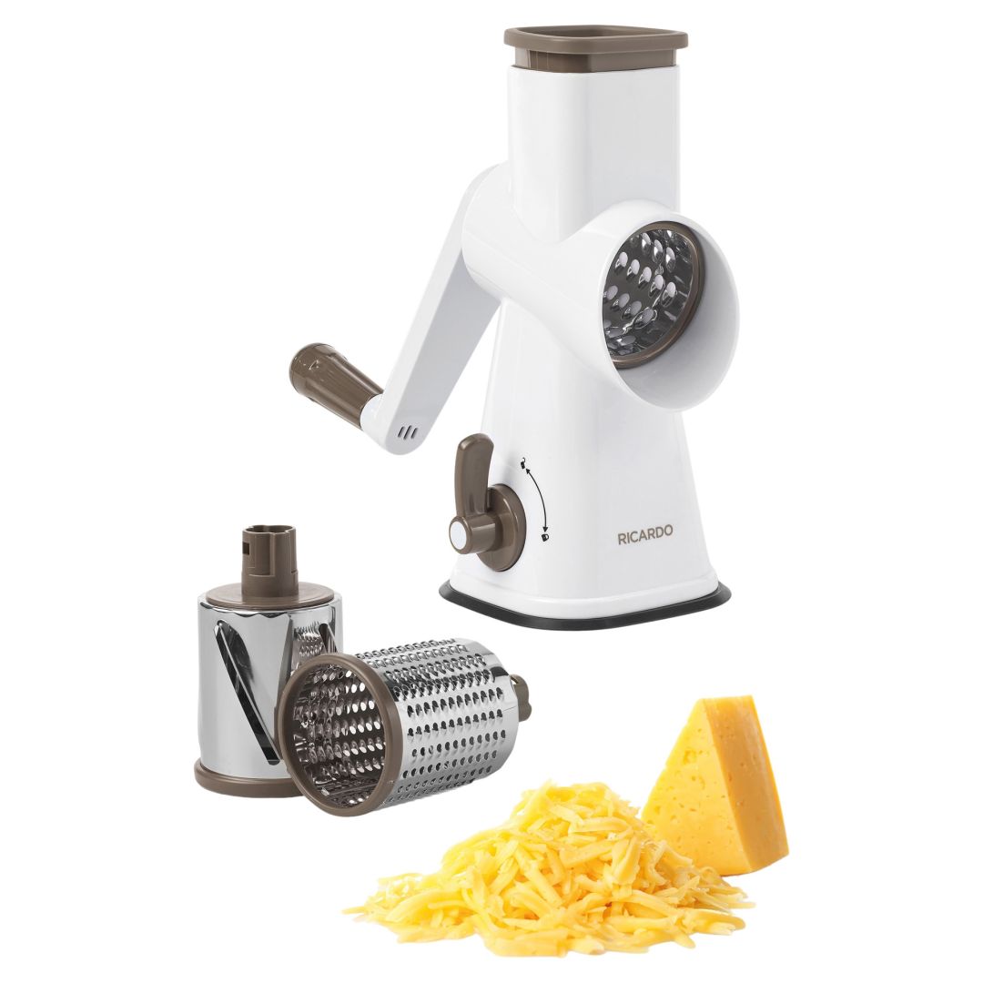 Drum Grater with 3 Blades - White