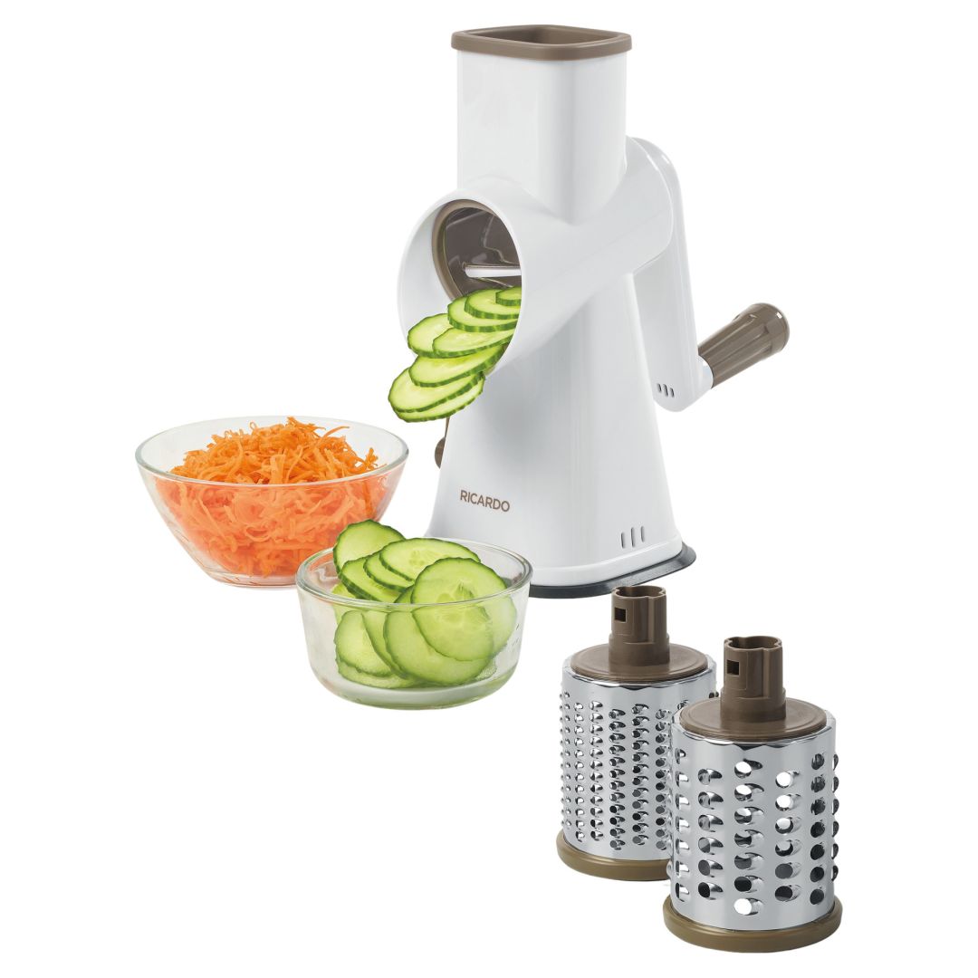Drum Grater with 3 Blades - White