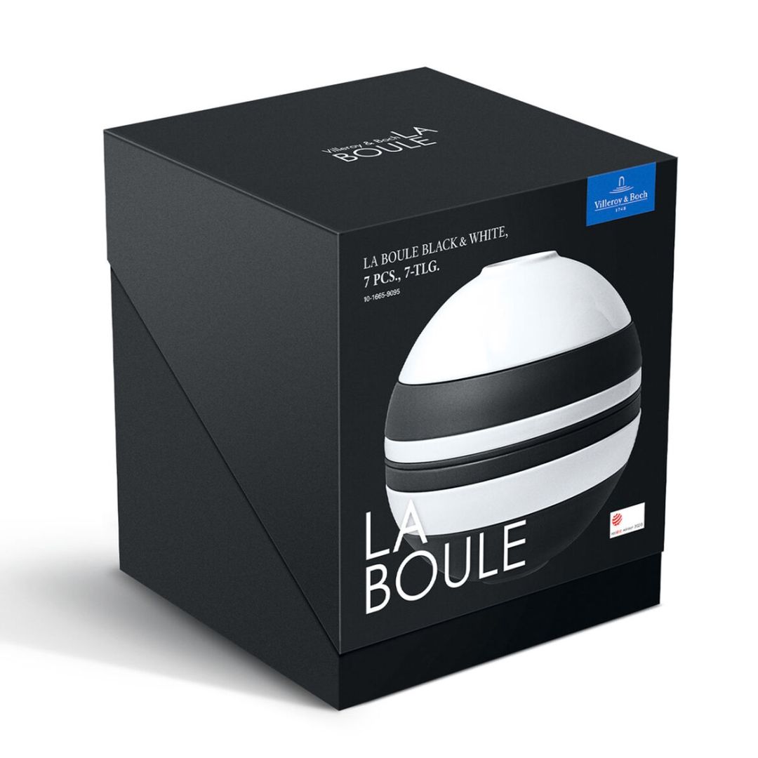 Service de vaisselle sept pièces - La Boule noir et blanc