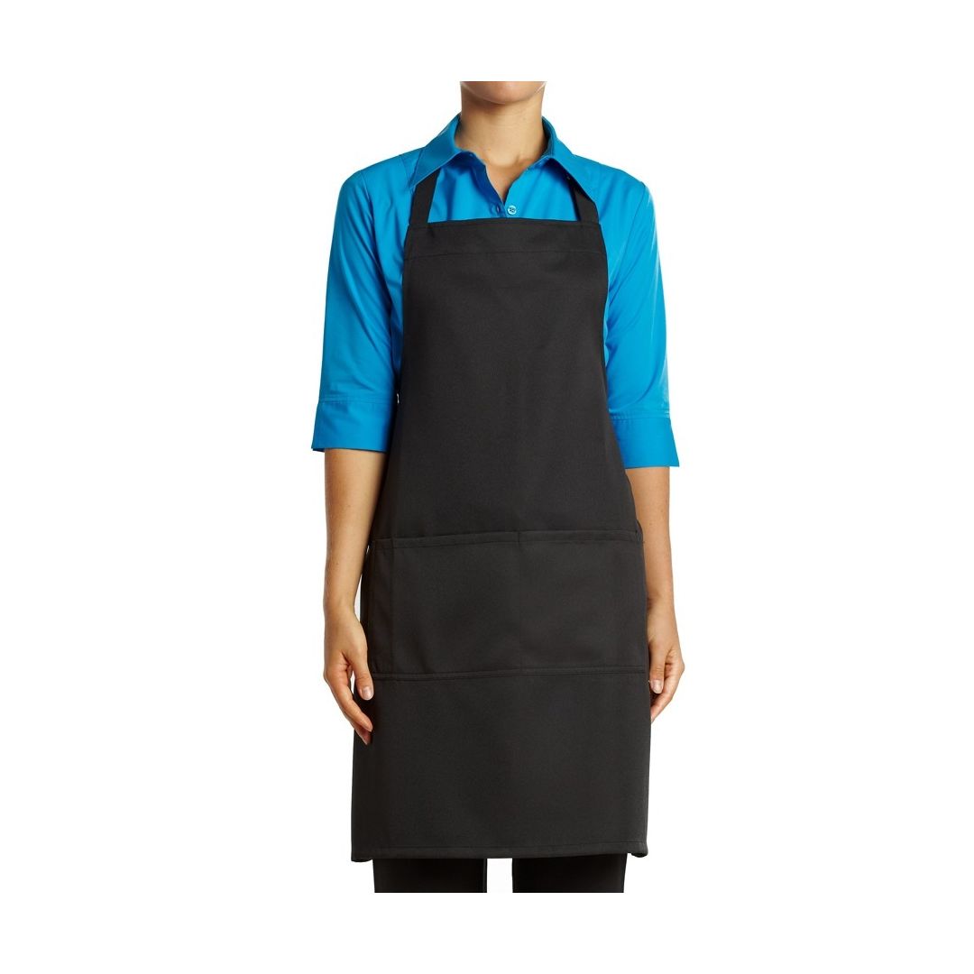 Bib Apron with Pocket - Black