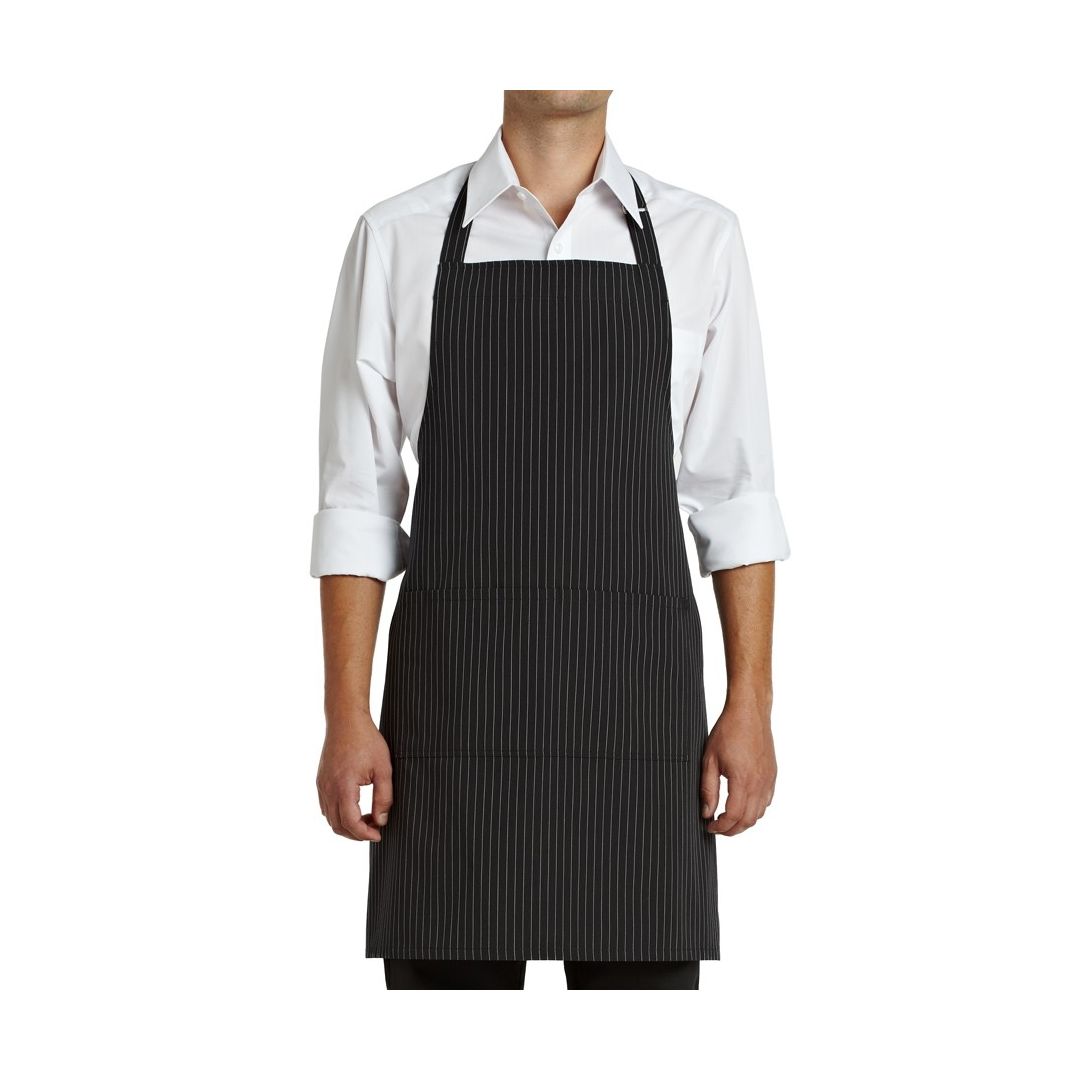 Tablier bavette Gangster - Noir avec rayures blanches