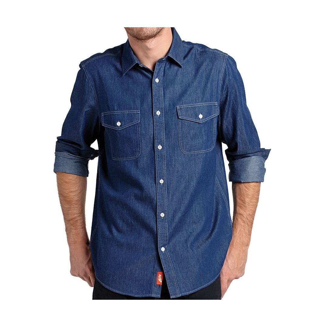 Chemise en denim pour homme moyen - Bleu